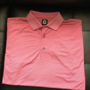 Pink/White Footjoy Short Sleeve Golf Shirt